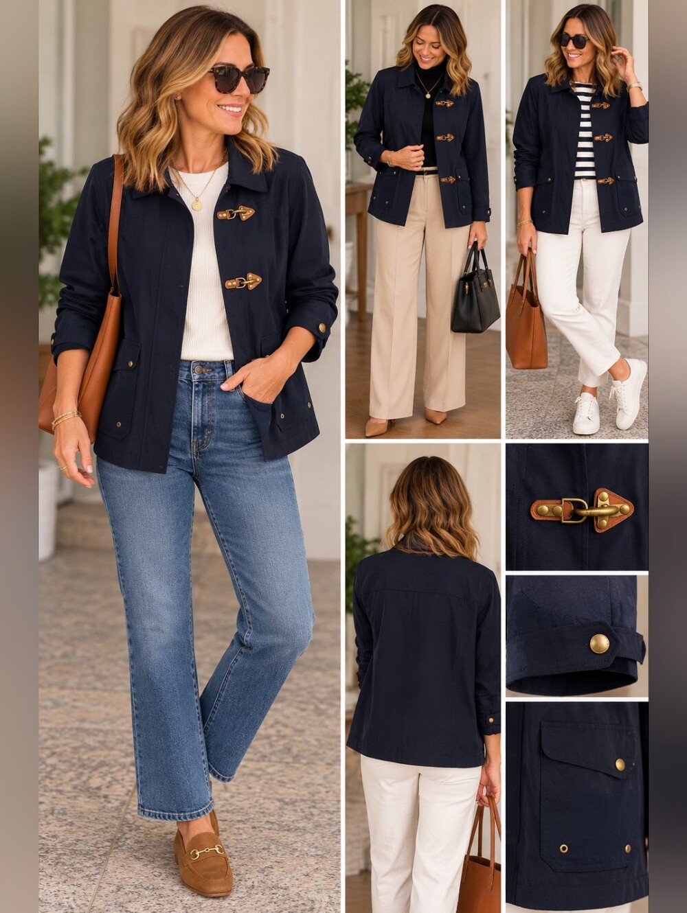 Classic Navy Toggle Jacket - Women’s Lightweight Coat